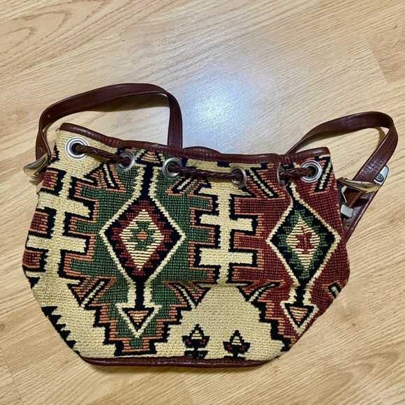 Vintage Western Embroidered Purse with Leather Trim - Picture 2 of 9